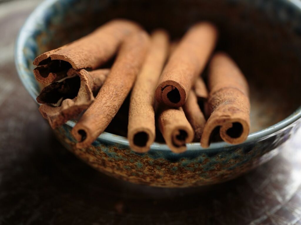 cassia sticks in bowl