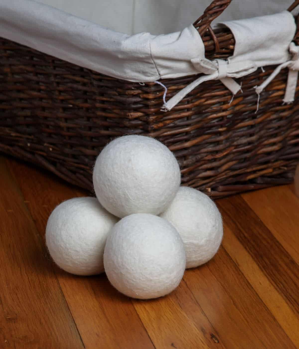 Dryer balls on table.