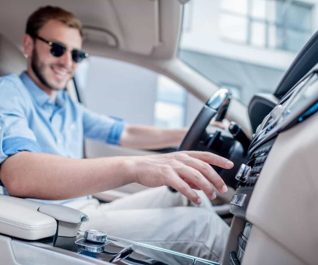 Driving in a car setting oil diffuser.