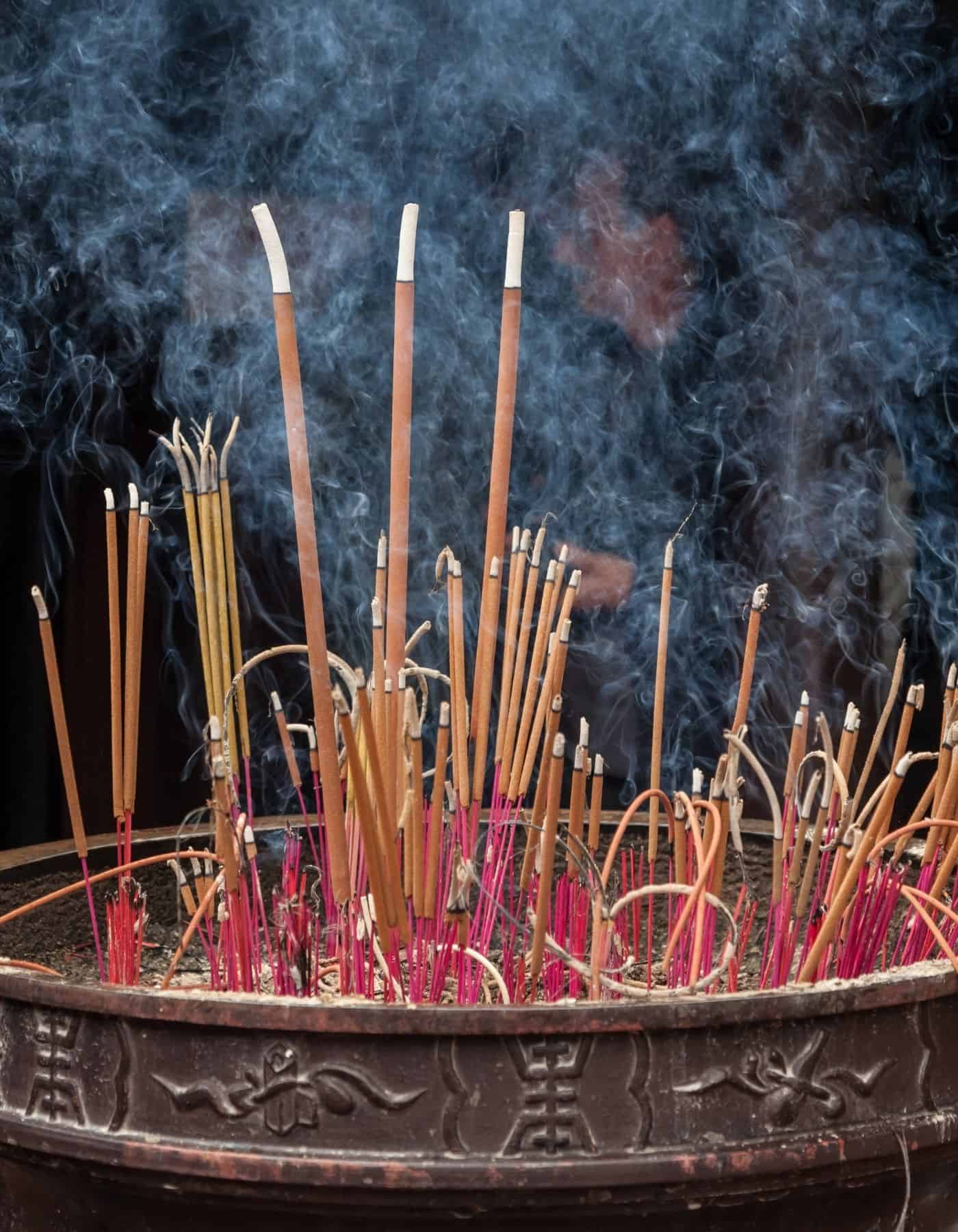 Sandalwood incense burning.