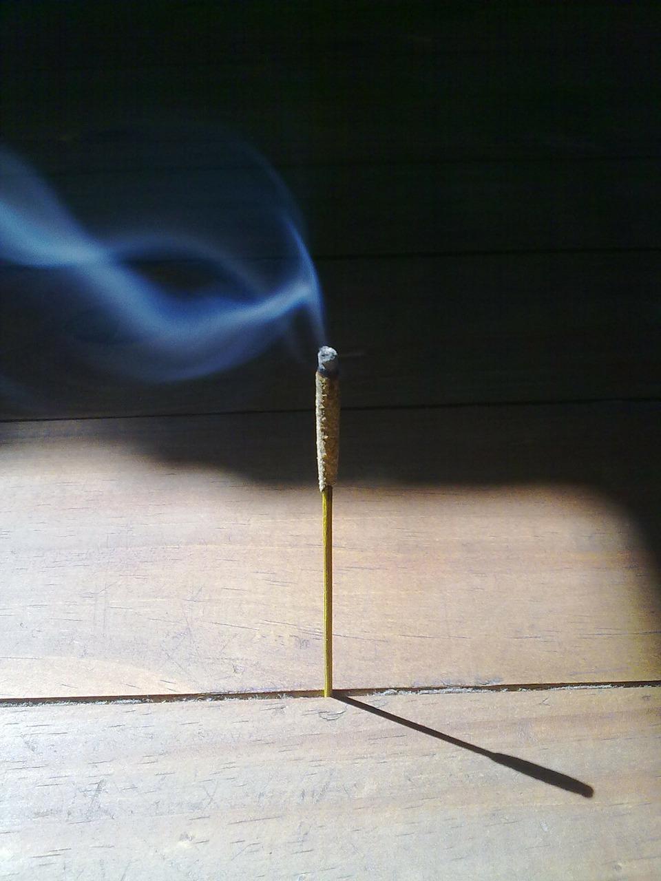 Incense smoke burning.