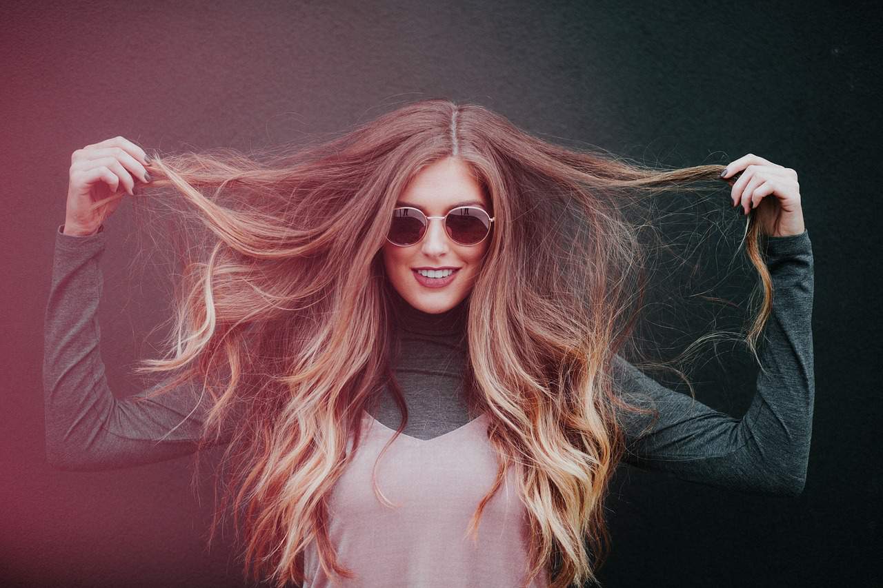 A woman with long flowing hair. 