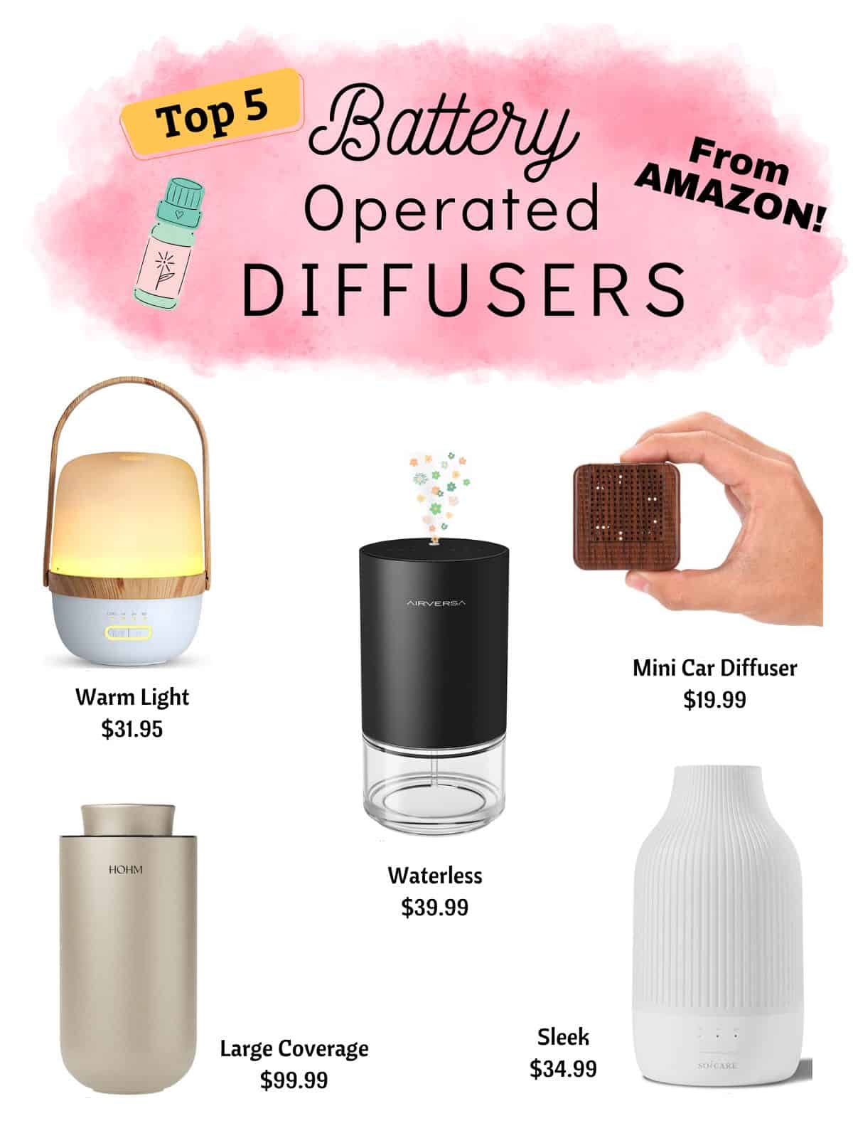 Battery operated oil diffusers from Amazon!